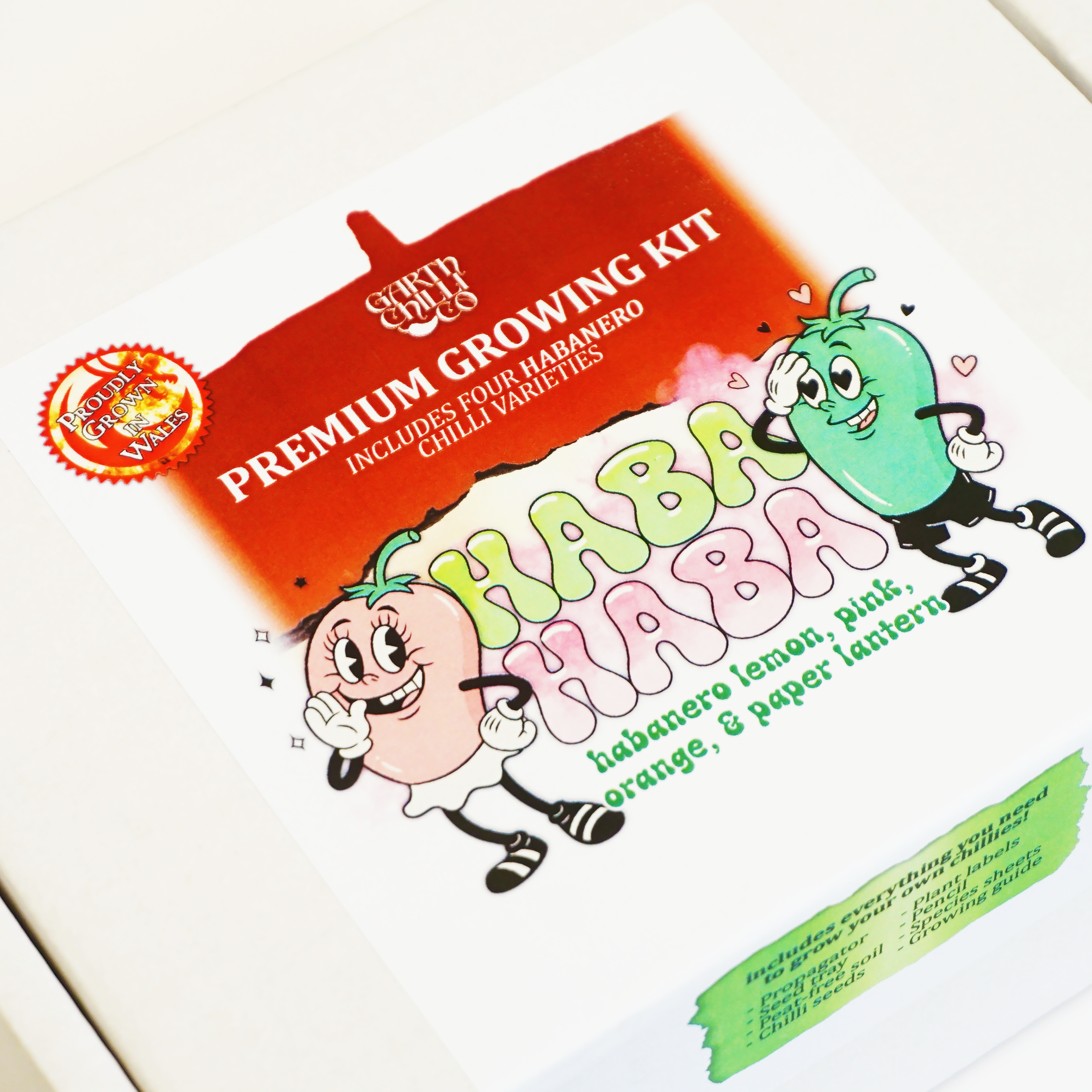 "Haba Haba" Premium Growing Kit / Gift Set - Habanero Orange, Pink, Lemon, Paper Lantern