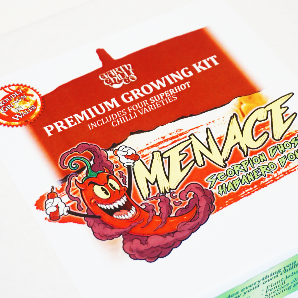 "Menace" Premium Growing Kit / Gift Set - Scorpion, Ghost, Habanero, Scotch Bonnet
