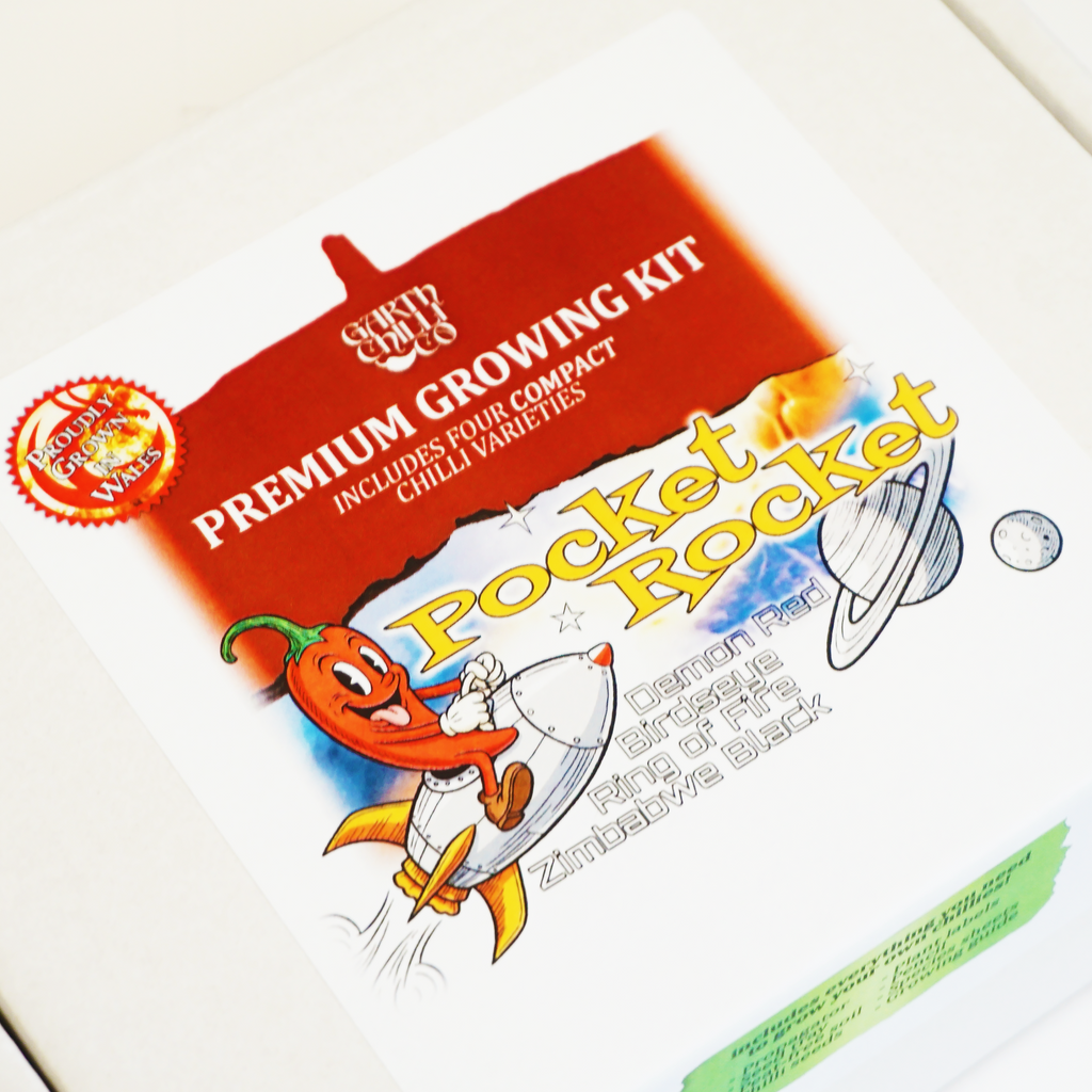 "Pocket Rocket" Premium Growing Kit / Gift Set - Demon Red, Bird's Eye, Ring of Fire, Zimbabwe Black