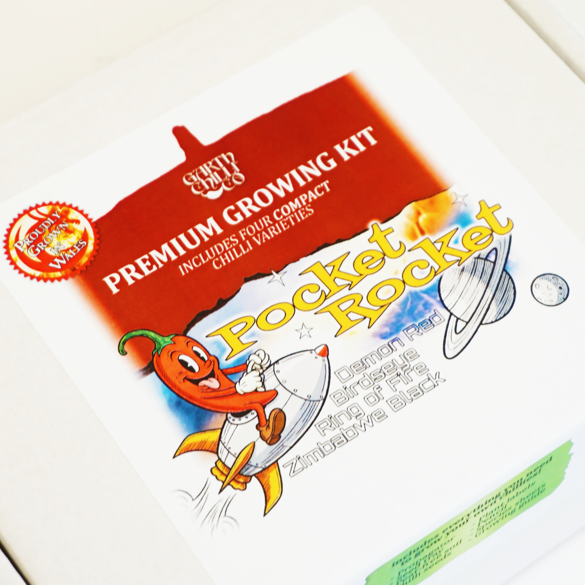 "Pocket Rocket" Premium Growing Kit / Gift Set - Demon Red, Bird's Eye, Ring of Fire, Zimbabwe Black