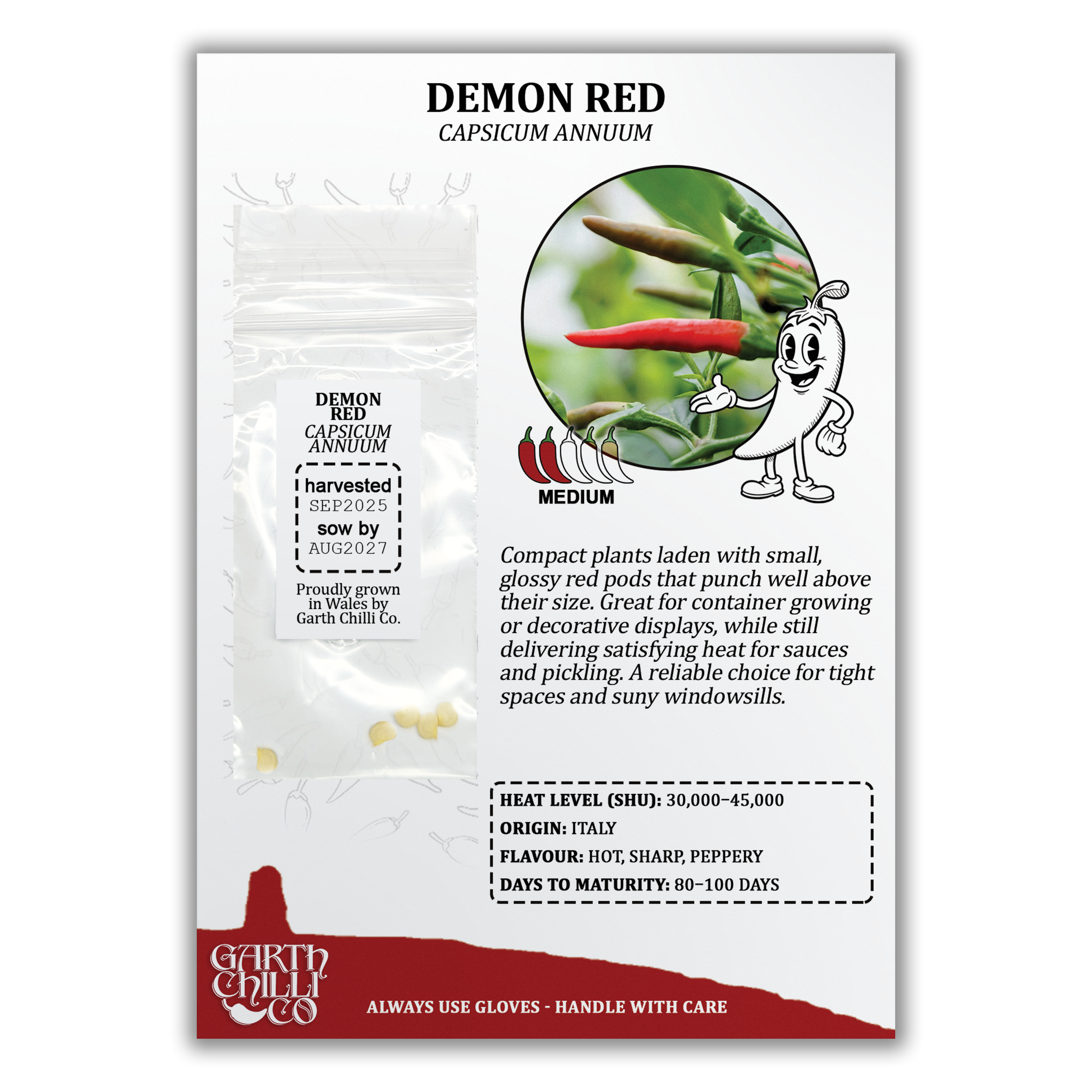 Compact Chilli Seed Set (20) – Demon Red, Zimbabwe Black, Ring of Fire, Kilian