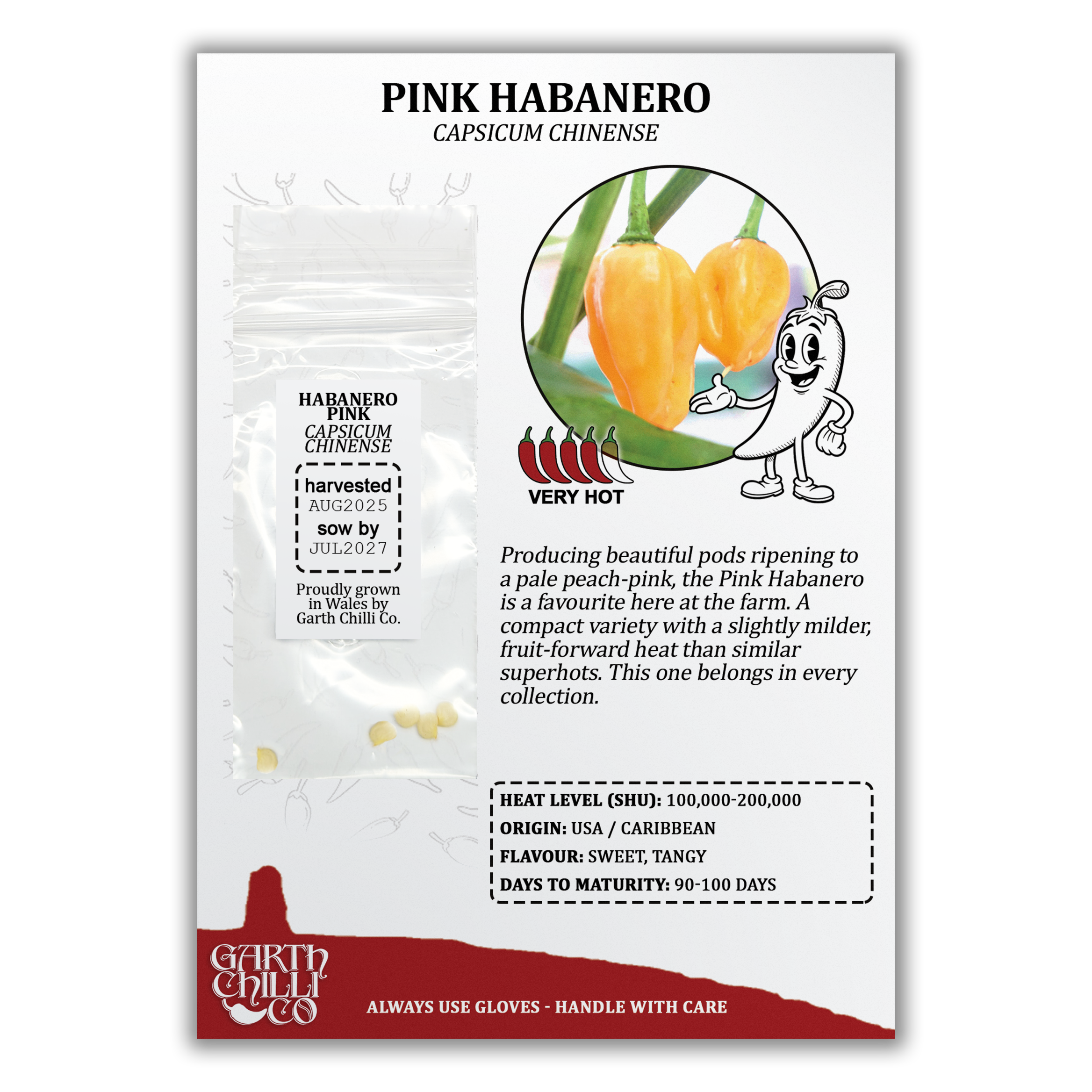 Habanero Pink Chilli Seeds (10) Rare Superhot Pepper - Capsicum Chinense