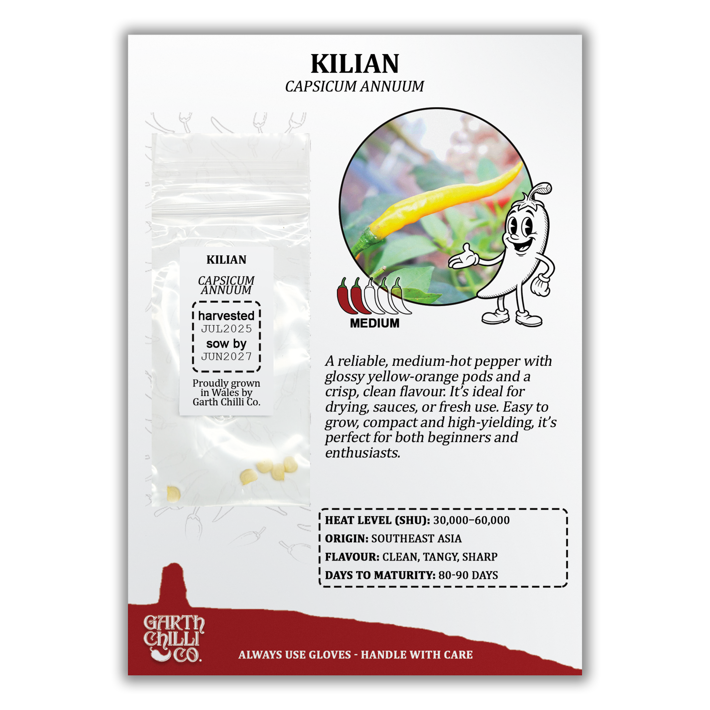 Kilian Chilli Seeds (10) Medium Compact Pepper - Capsicum Annuum