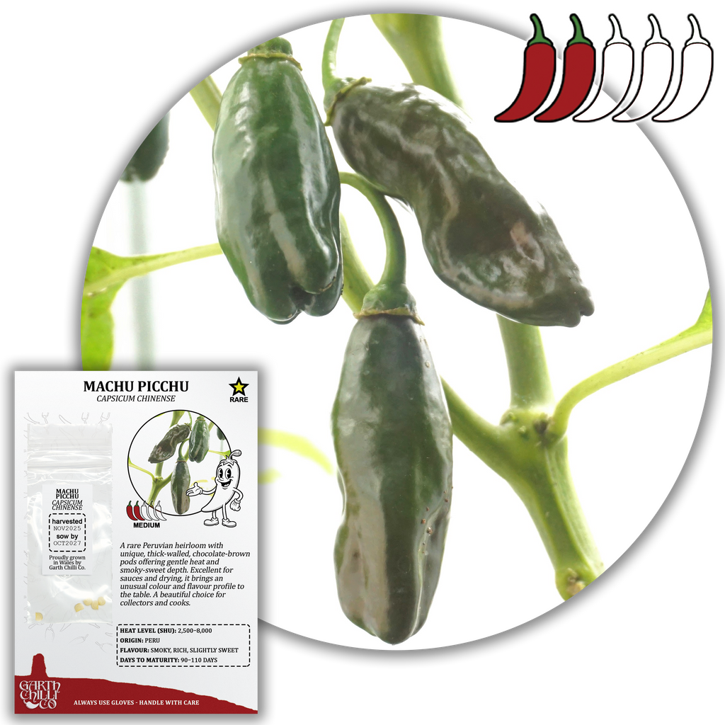 Rare Chilli Seed Set (20) – Pockmark Peach, Chocolate Ghost, Machu Picchu, Vampire