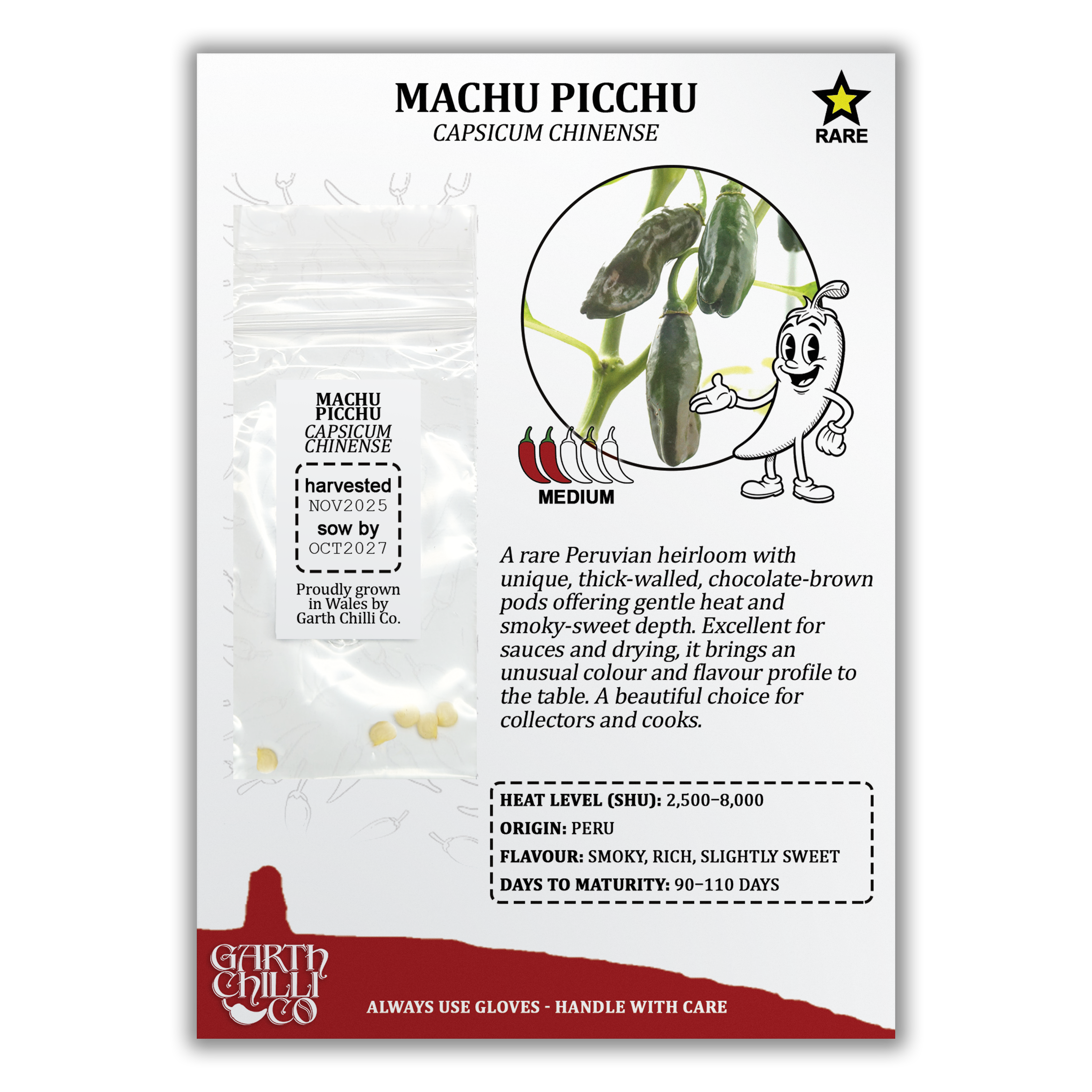 Rare Chilli Seed Set (20) – Pockmark Peach, Chocolate Ghost, Machu Picchu, Vampire