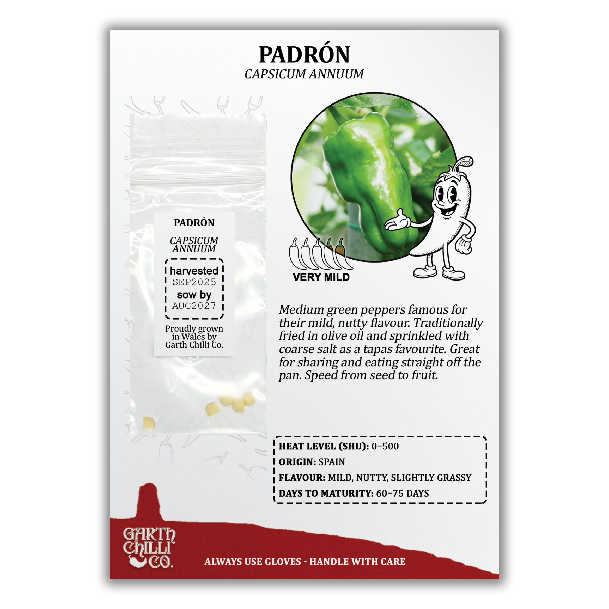 Mild to Wild Chilli Seed Set (20) – Padron, Jalapeño, Fresno, Orange Habanero