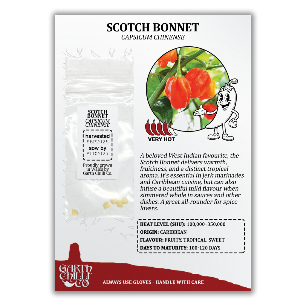 Superhot Chilli Seed Set (20) – Red Ghost / Bhut Jolokia, Trinidad Moruga Scorpion, Habanero Orange, Scotch Bonnet