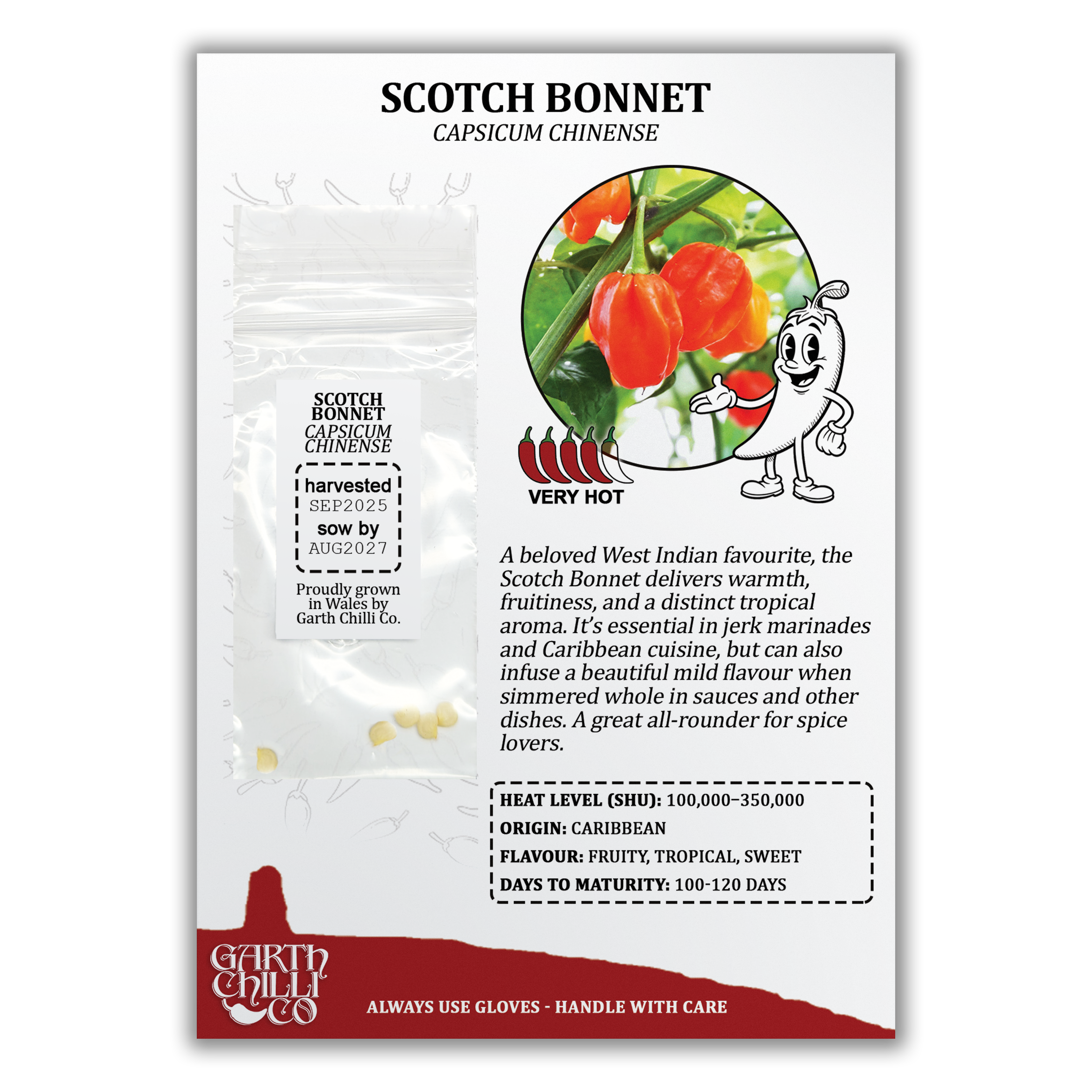 Superhot Chilli Seed Set (20) – Red Ghost / Bhut Jolokia, Trinidad Moruga Scorpion, Habanero Orange, Scotch Bonnet