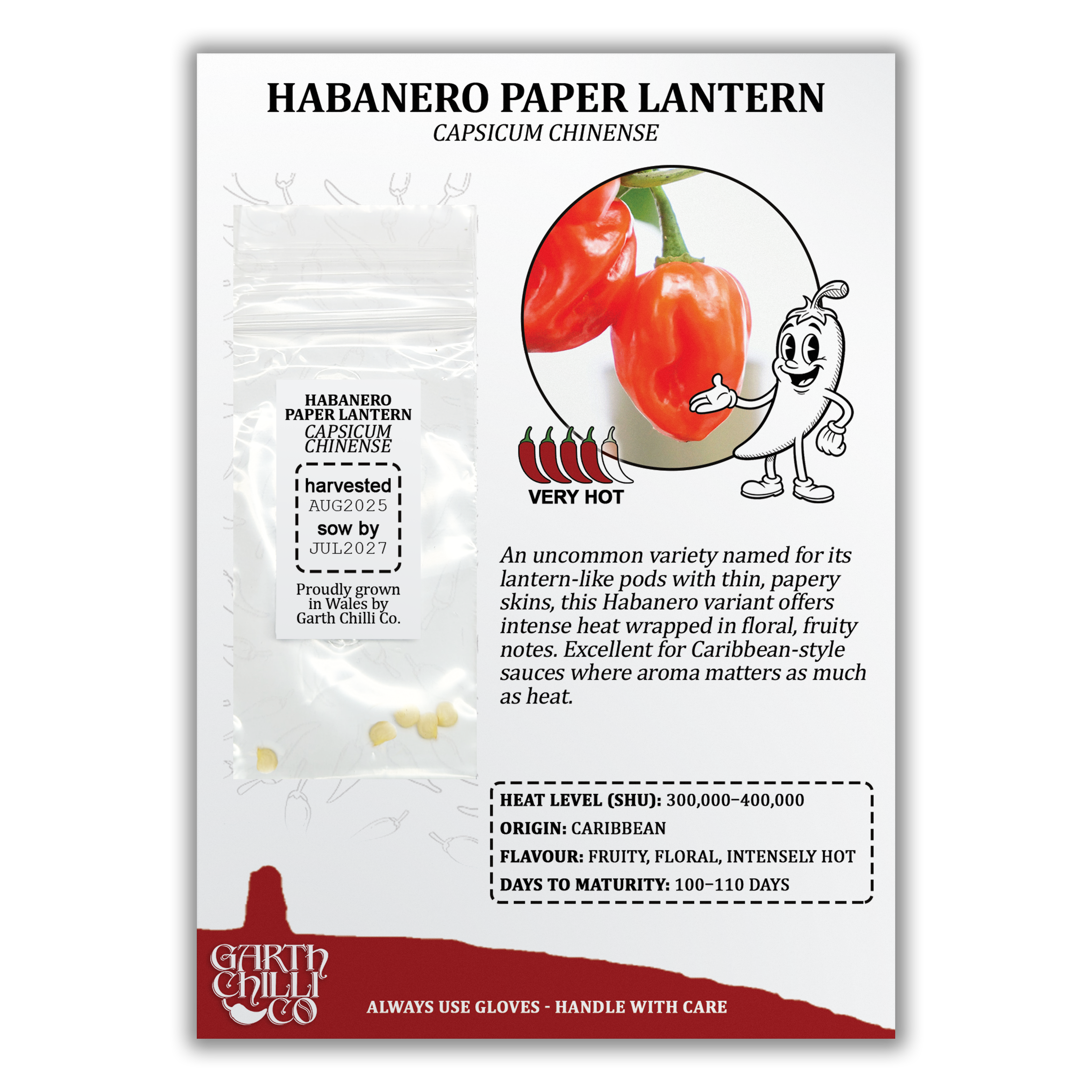 Habanero Paper Lantern Chilli Seeds (10) Unusual Hot Pepper - Capsicum Chinense
