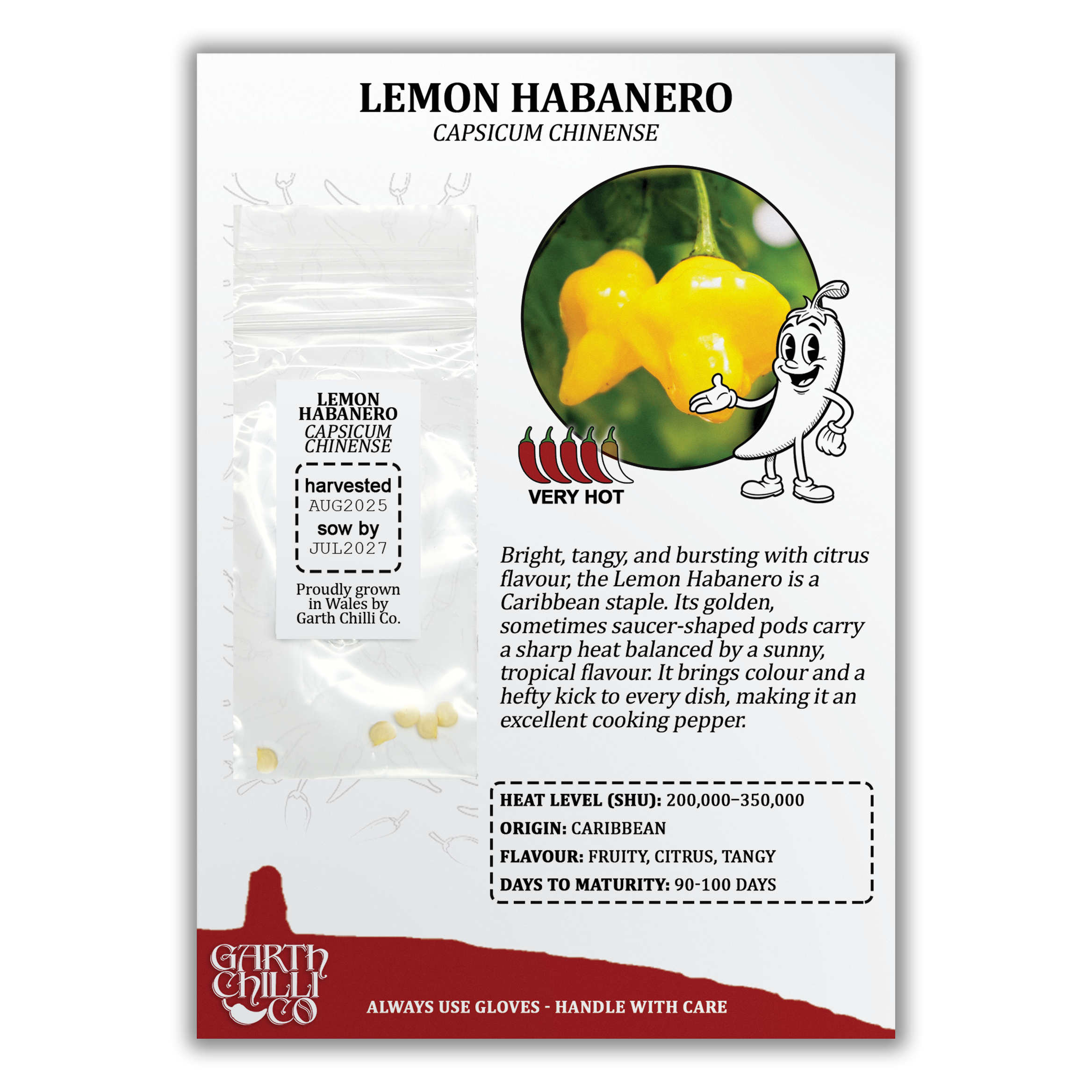Mellow Yellow Chilli Seed Set (20) – Havana Gold, Aji Lemon Drop, Trinidad Perfume, Lemon Yellow Habanero