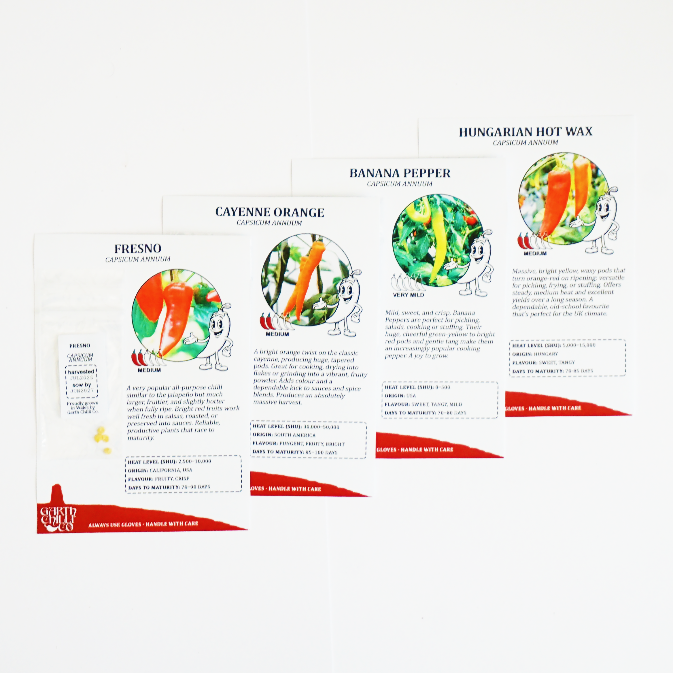 "Grow Big or Go Home" Premium Growing Kit / Gift Set - Hungarian Hot Wax, Fresno, Hot Fajita, Banana