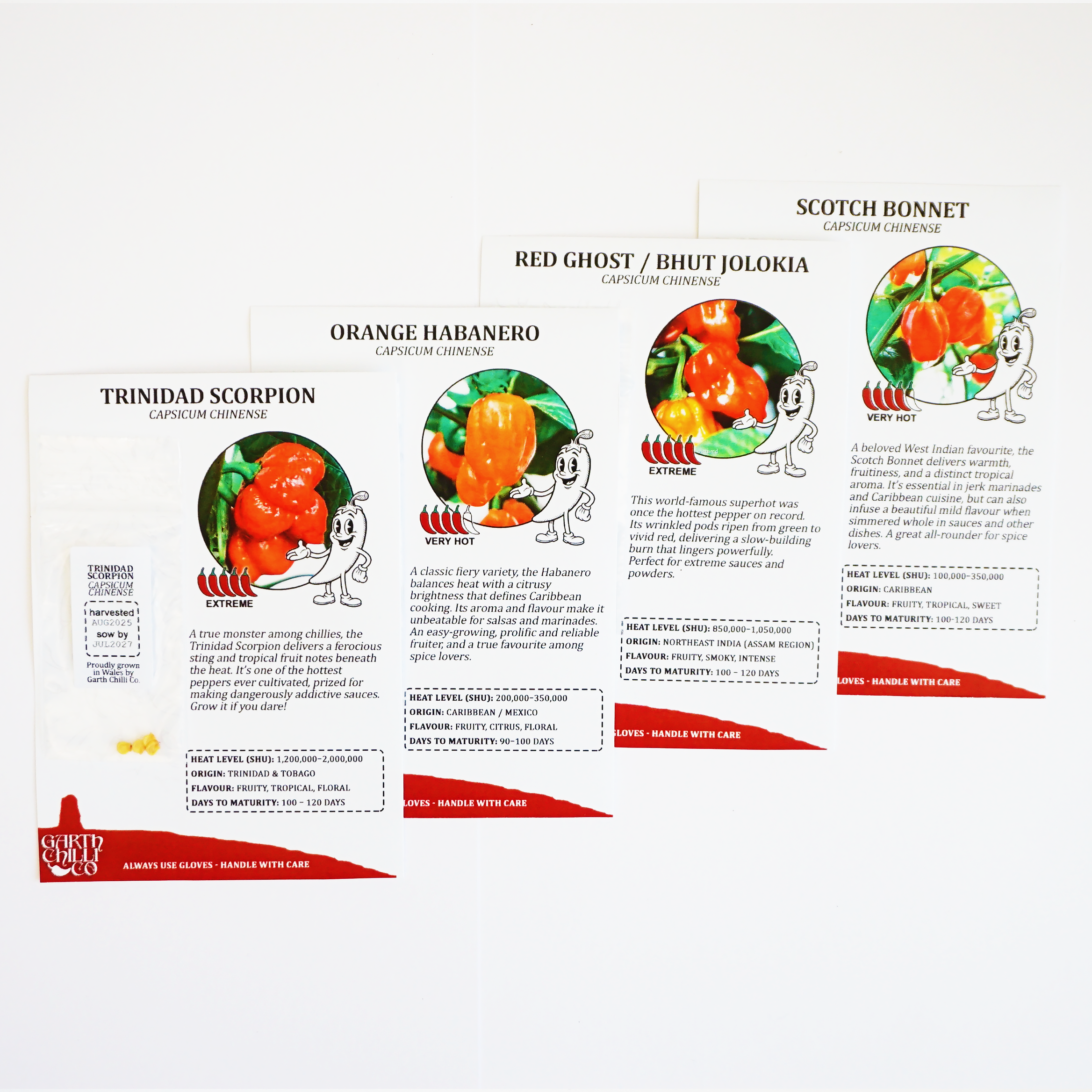 "Menace" Premium Growing Kit / Gift Set - Scorpion, Ghost, Habanero, Scotch Bonnet